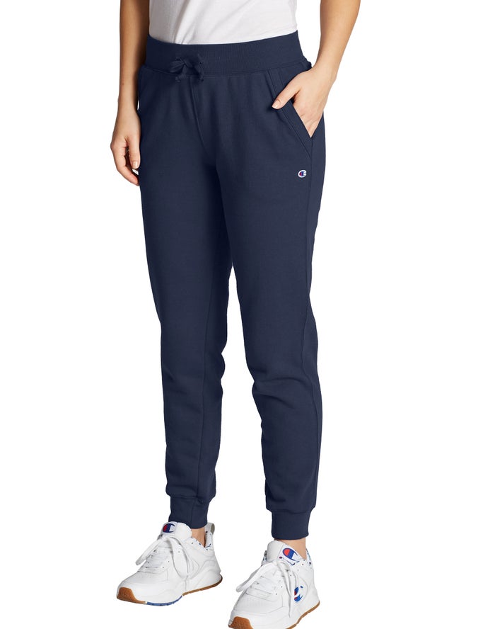 Champion Womens Joggers NZ - Powerblend Fleece Navy ( 1670-VZBTD )